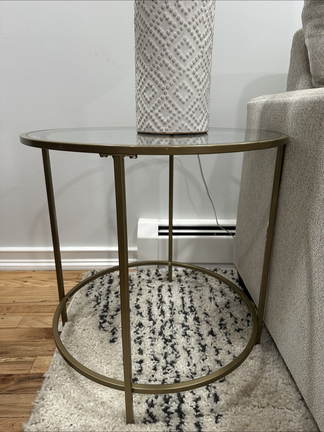 Round Glass Top Side Table & Lamp - photo 2