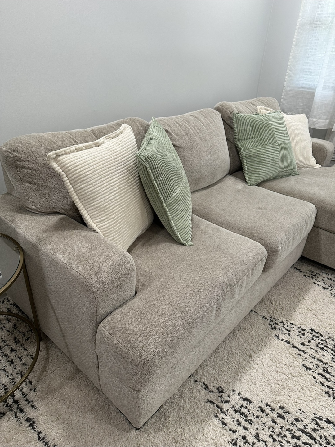 Beige Sectional Sofa with Chaise Lounge - photo 2