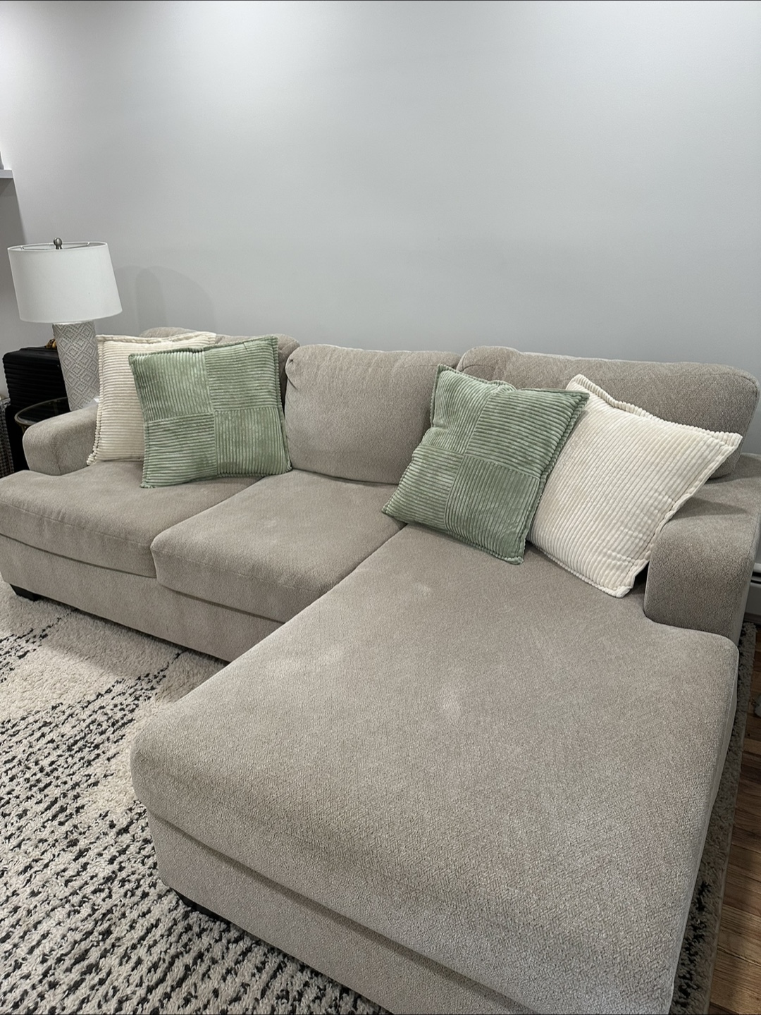Beige Sectional Sofa with Chaise Lounge - photo 4