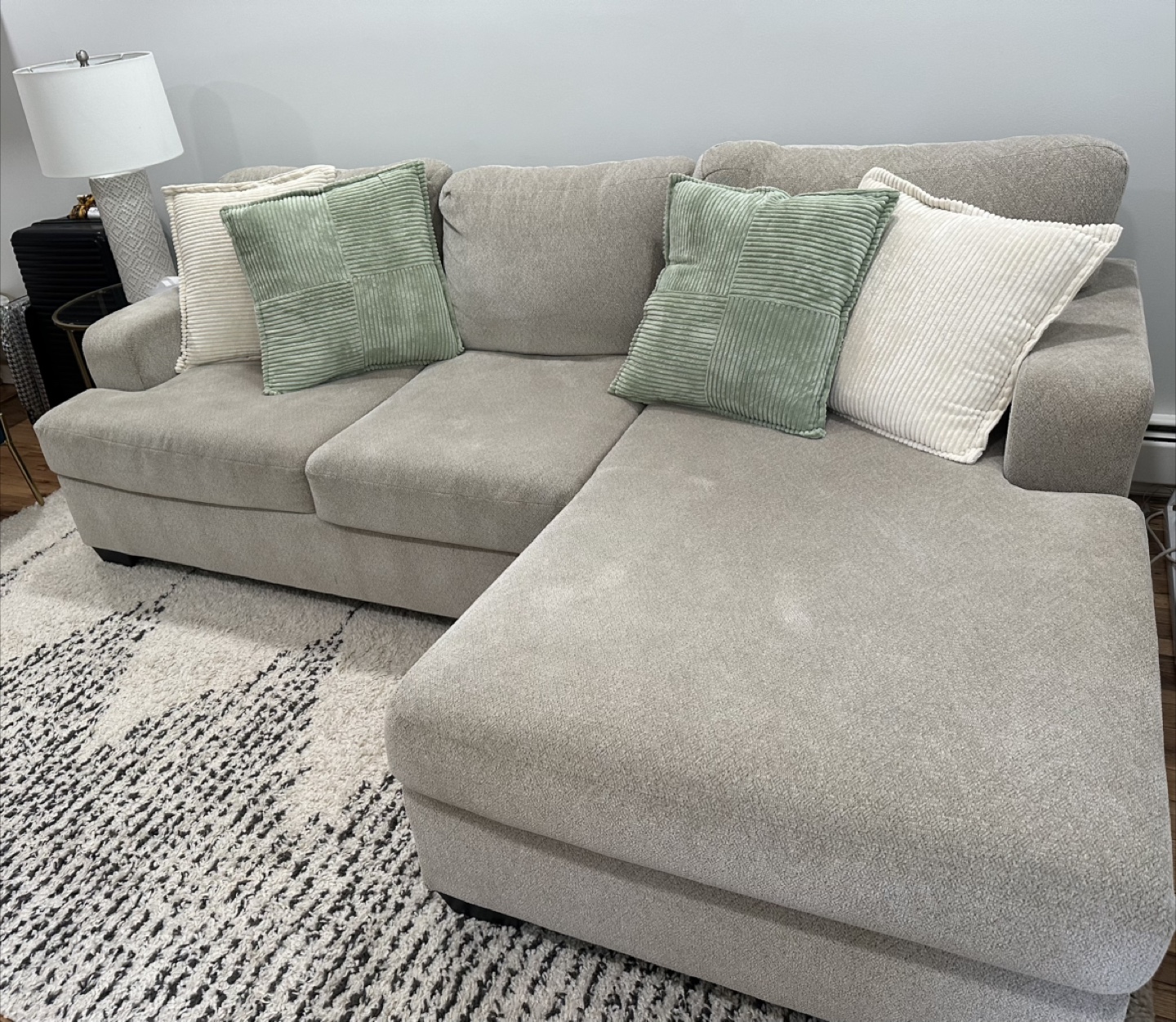 Beige Sectional Sofa with Chaise Lounge - photo 3