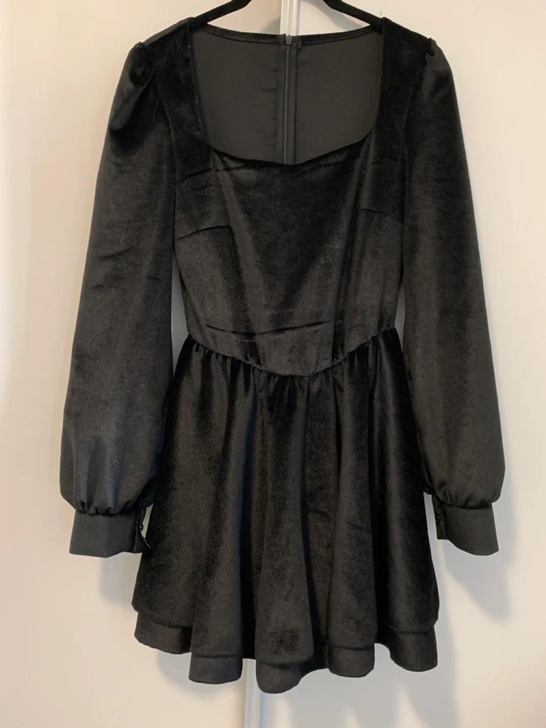 Vintage Black Velvet Mini Dress Size M thumbnail