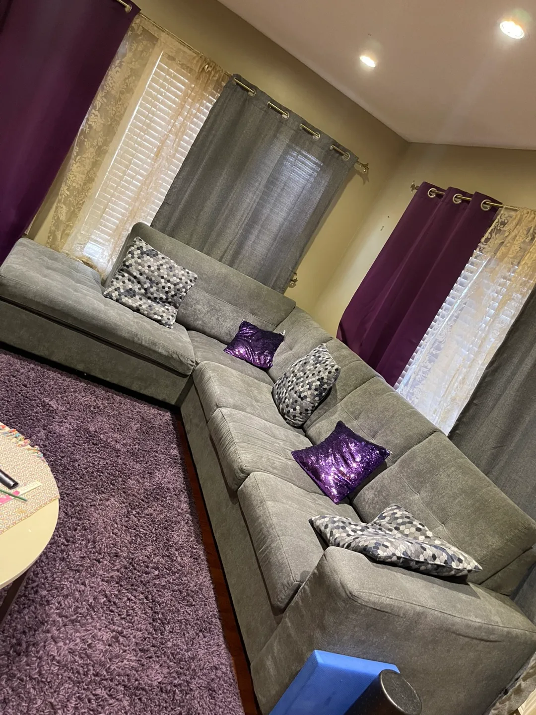 Grey Sectional Sofa with Chaise Lounge thumbnail
