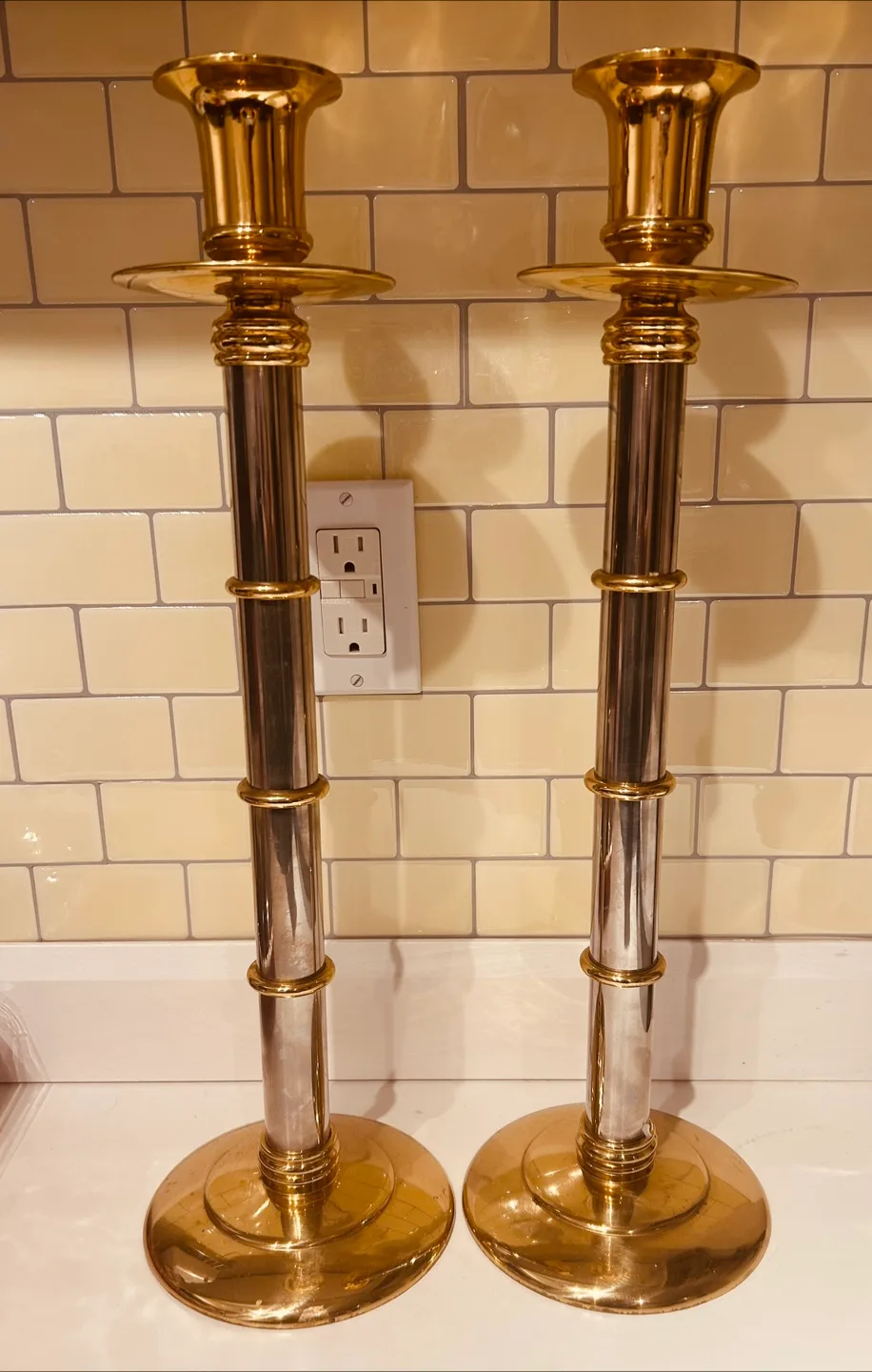 Pair of Decorative Metal Candlestick Holders thumbnail