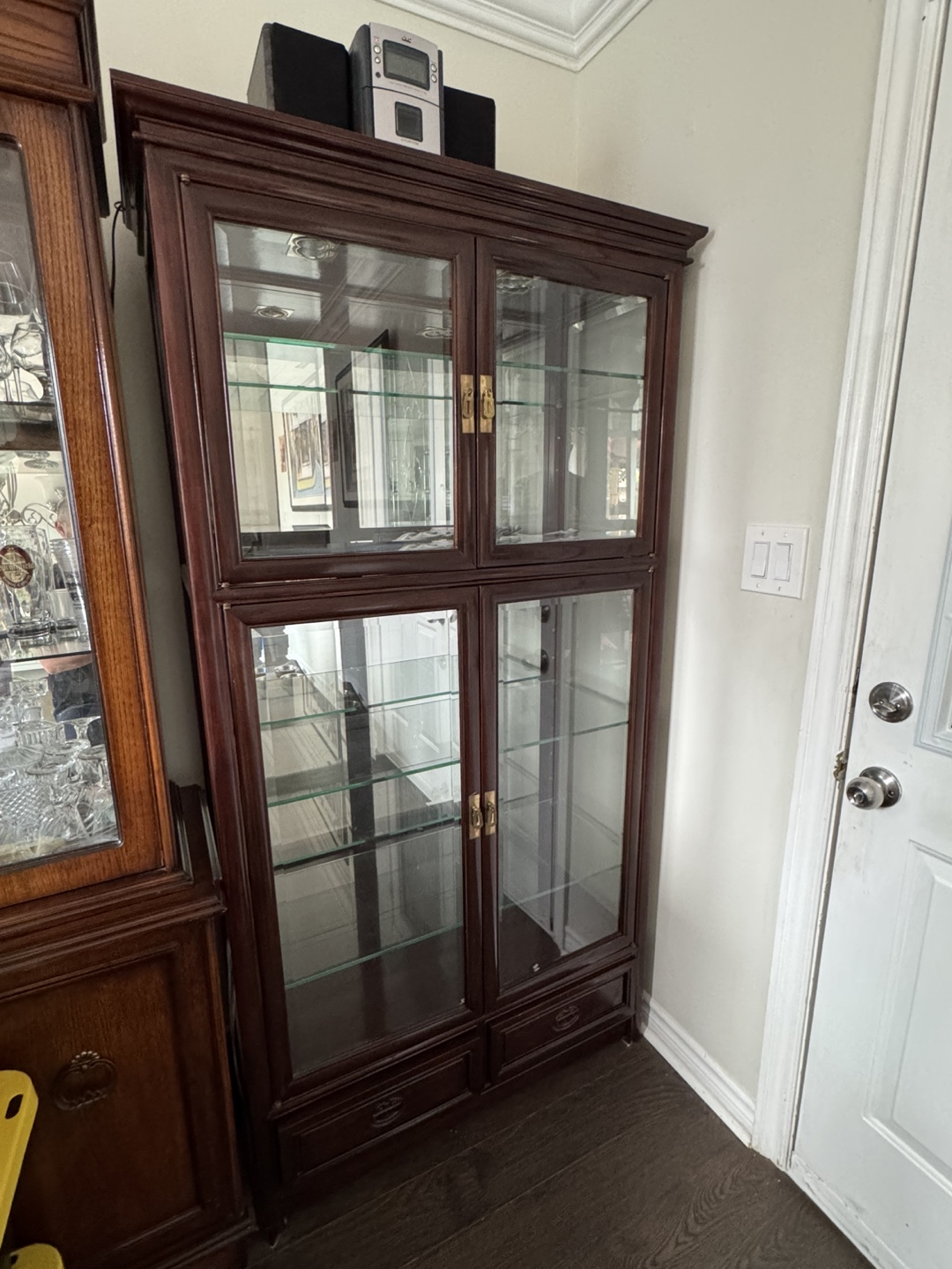 Solid wood hutch with brass hardware