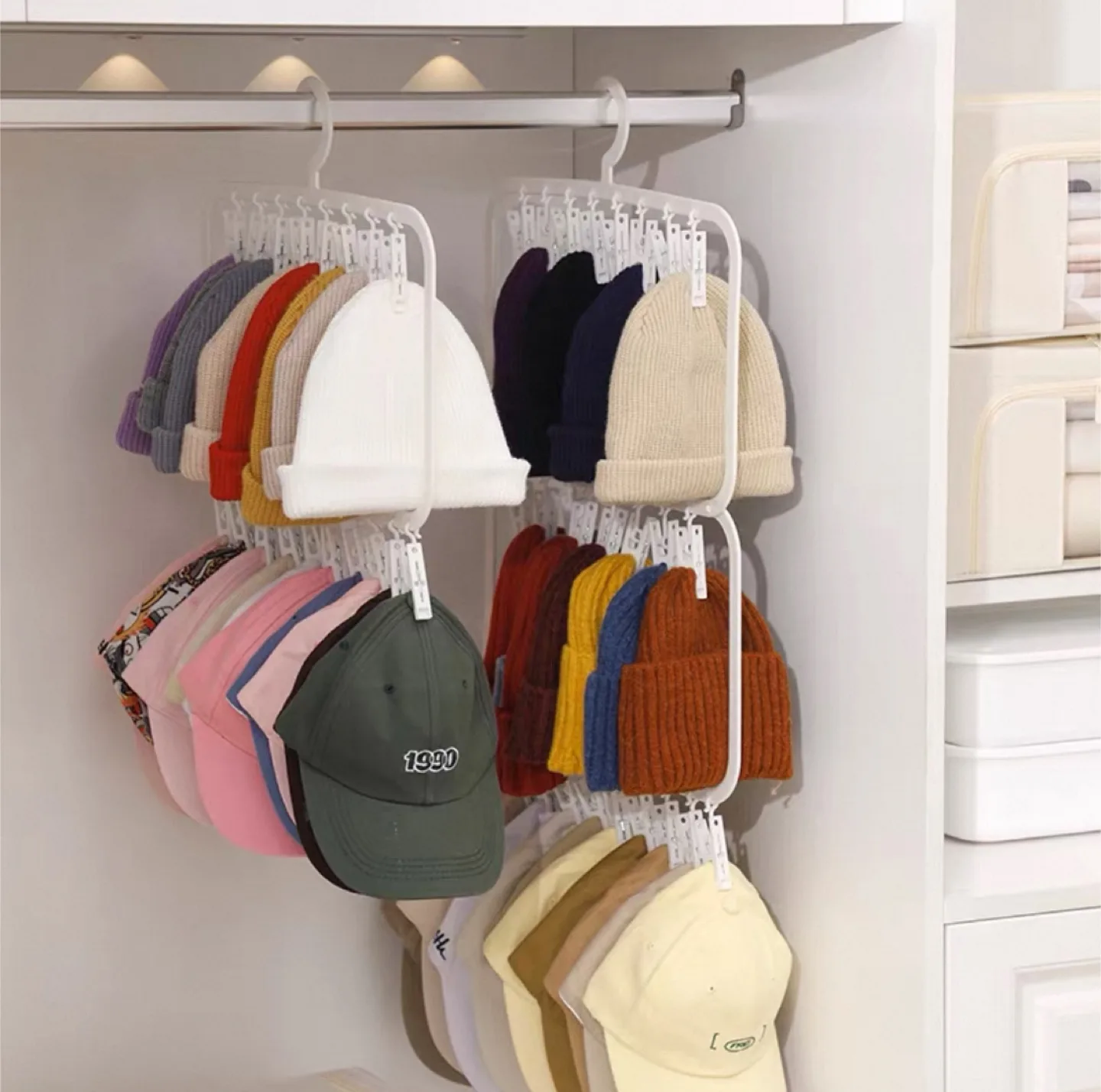 Hat Organizer Hanger with Clips - New in Package! thumbnail