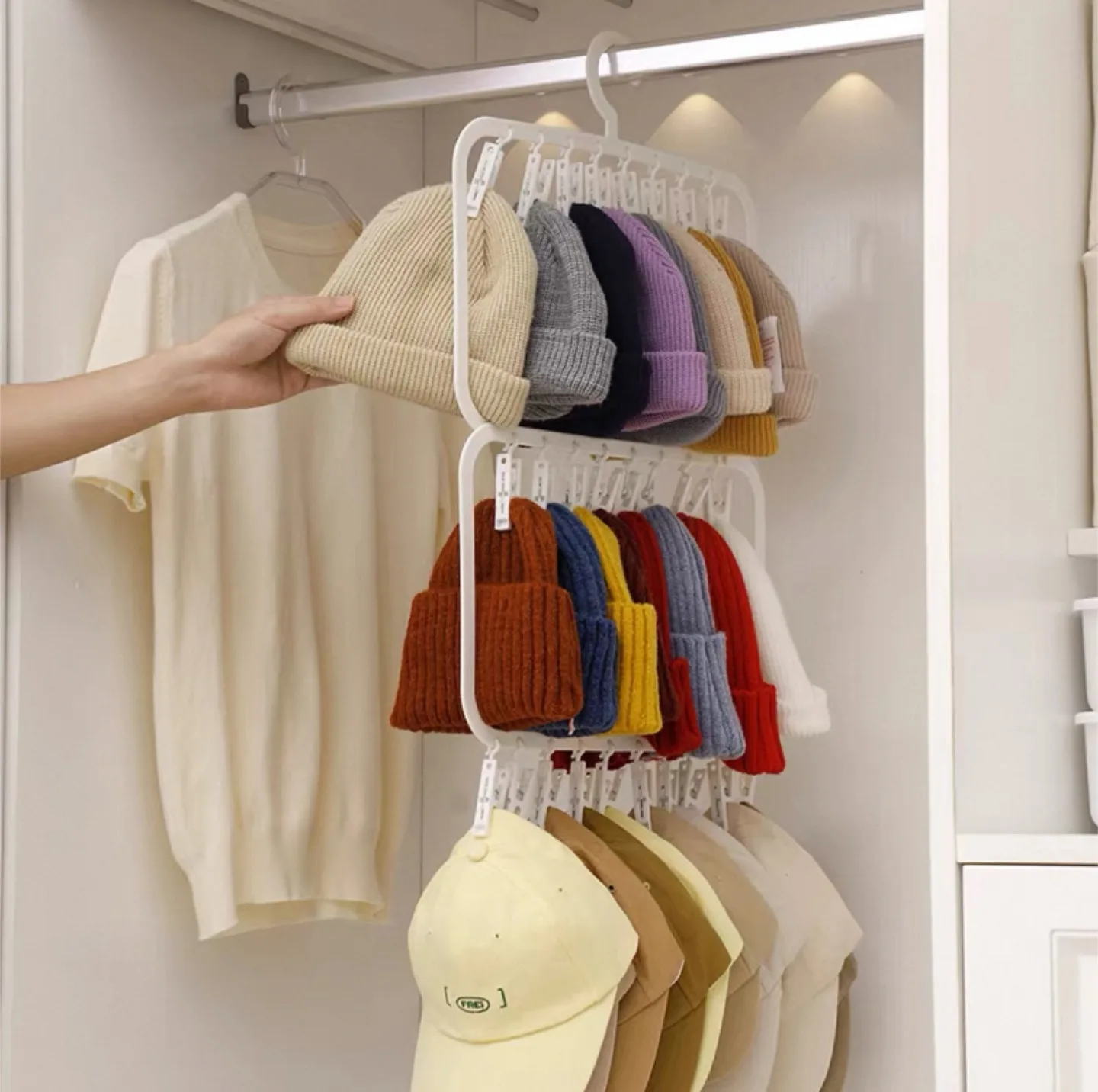 Hat Organizer Hanger with Clips - New in Package! image indicator(4)