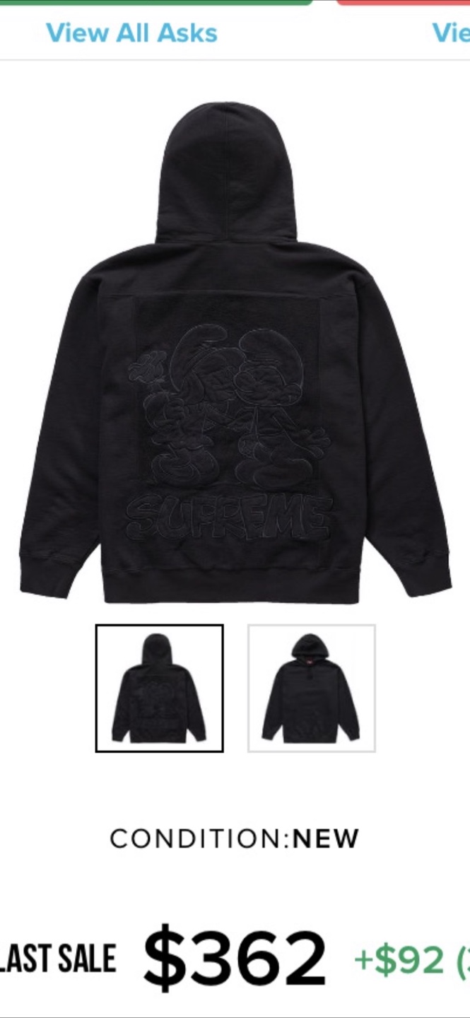 New Supreme x Smurfs Black Hooded Sweatshirt - photo 4