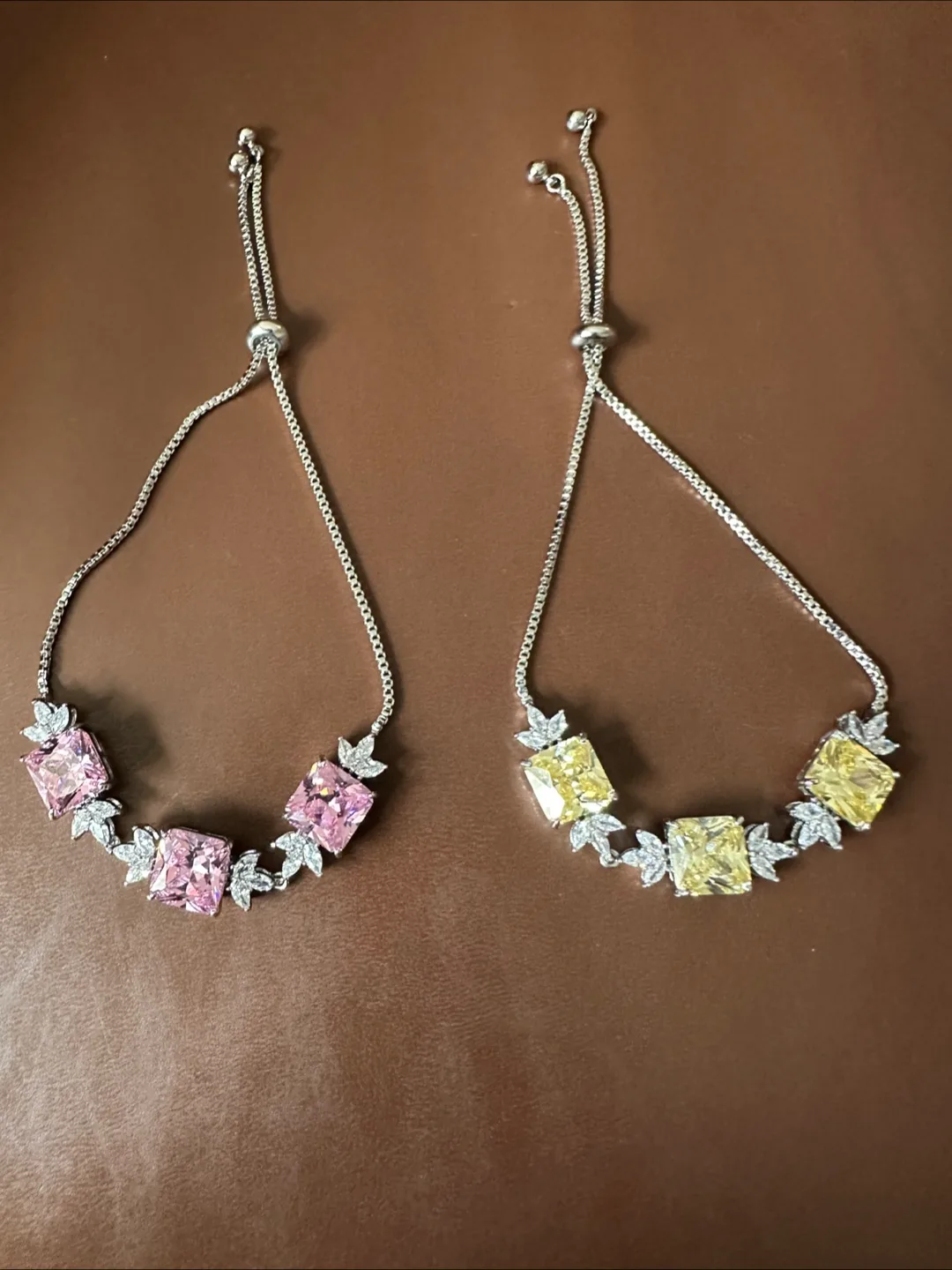 Adjustable Crystal Bracelets - Pink & Yellow thumbnail