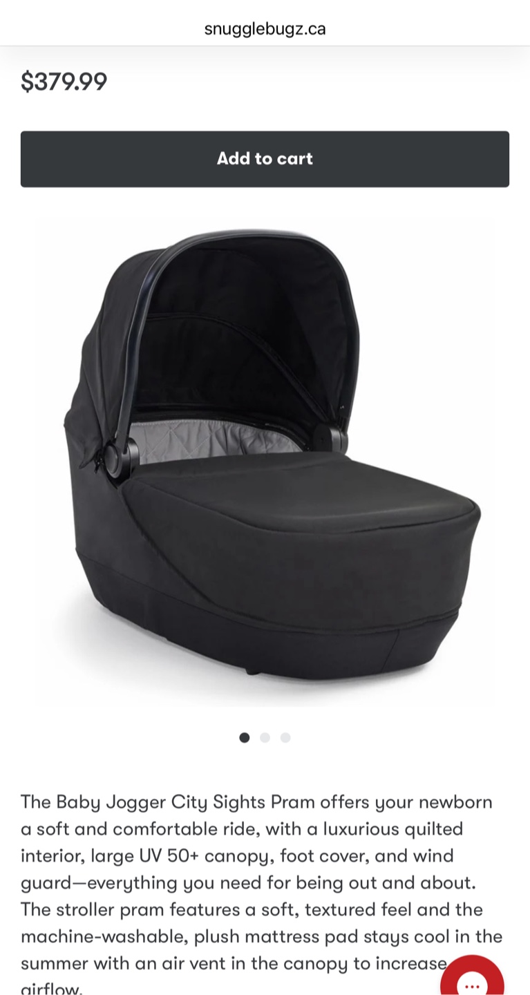 Baby Jogger City Sights Pram Bassinet - Black