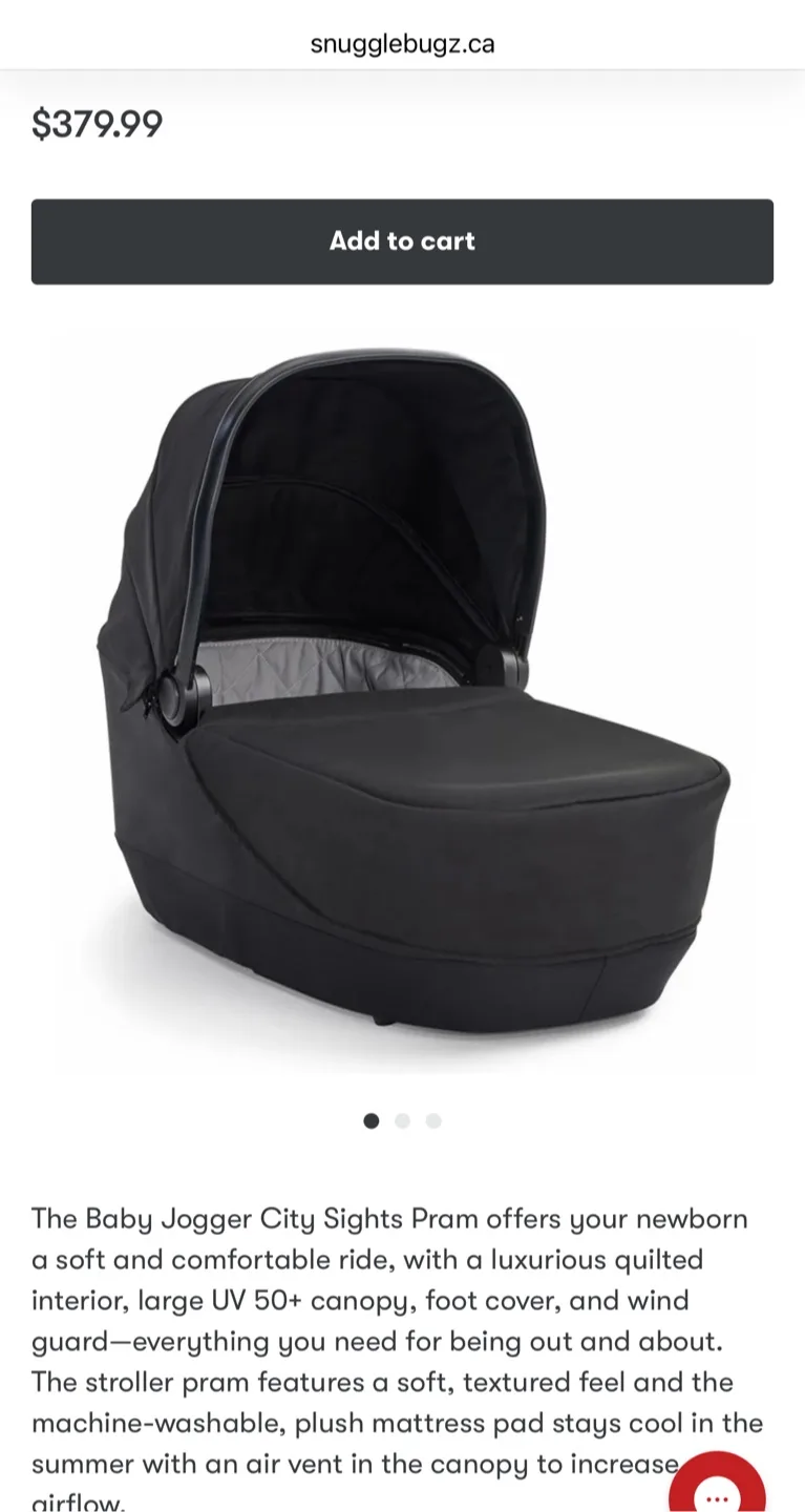 Baby Jogger City Sights Pram Bassinet - Black