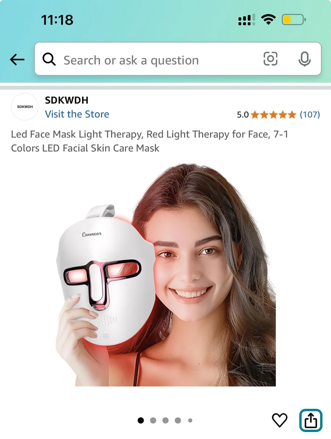 Led Face Mask Light Therapy, 7 Colors LED Facial Skin Care Mask thumbnail