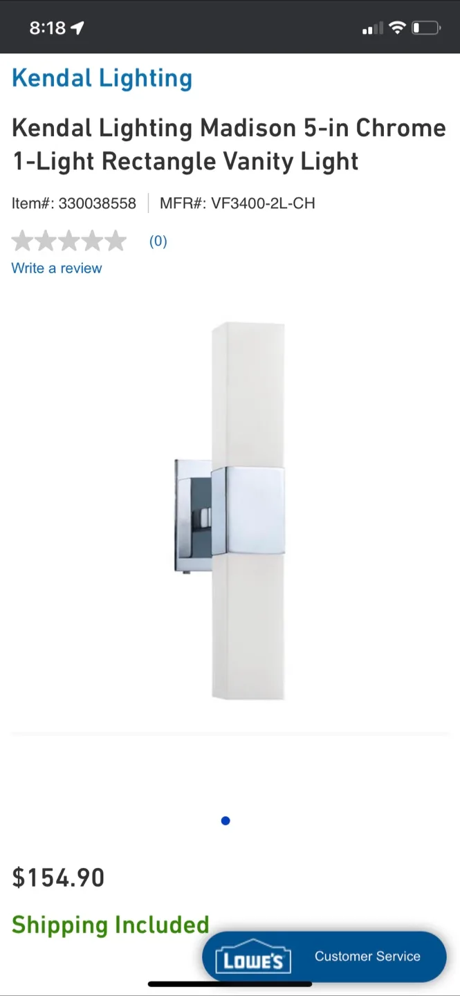 Kendal Lighting Madison chrome Rectangle Vanity Light thumbnail