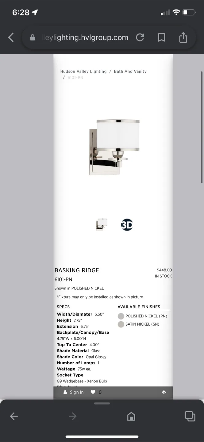 Hudson Valley Lighting Basking Ridge Wall Sconce - Polished thumbnail