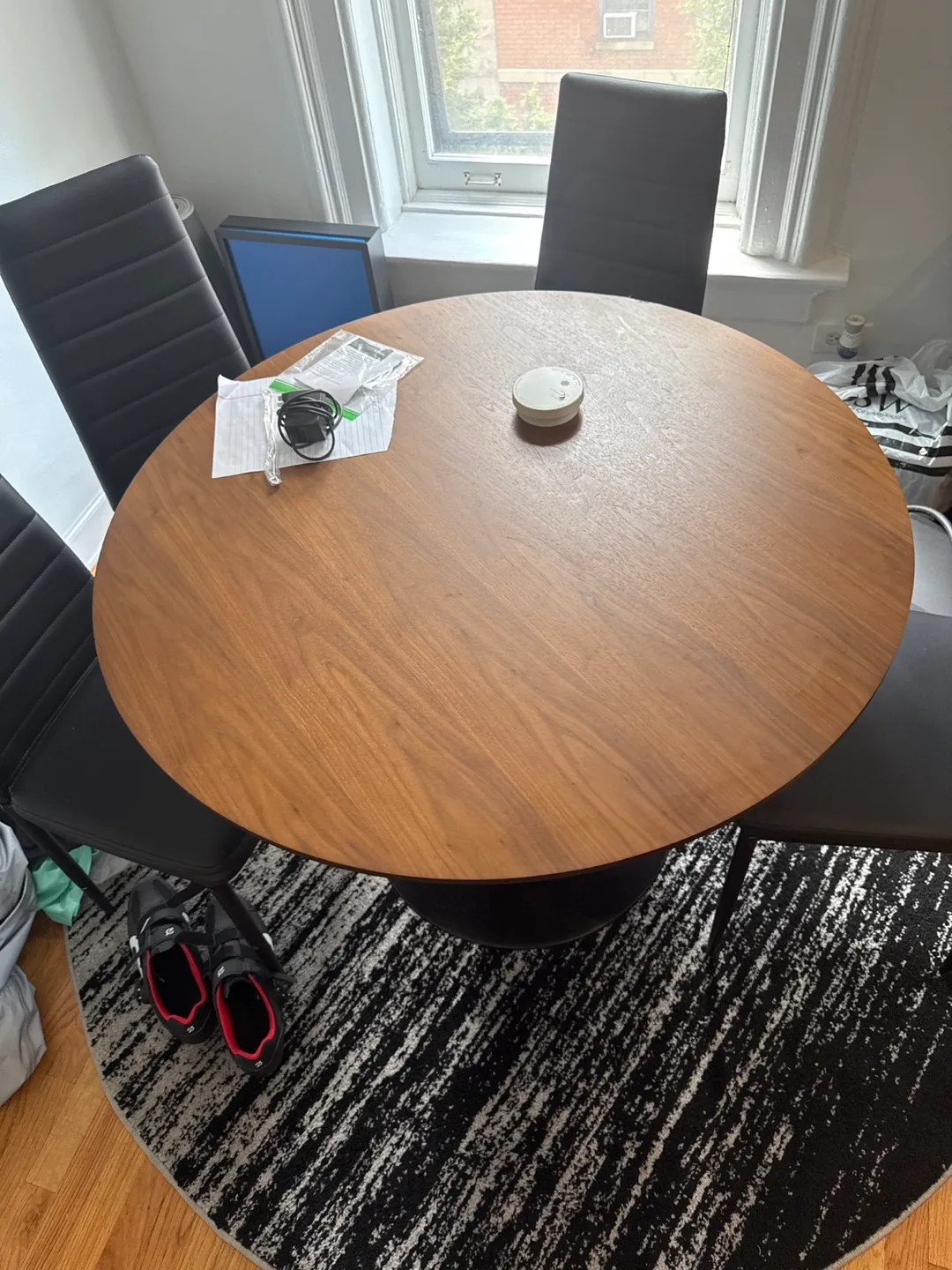 Table and 4 Black Dining Chairs and thumbnail