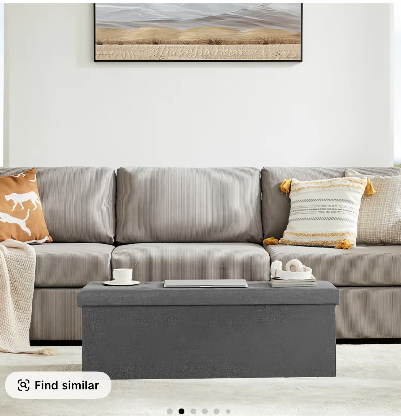 Pure Grey Ottoman Bench 15"x43"x15" - photo 2