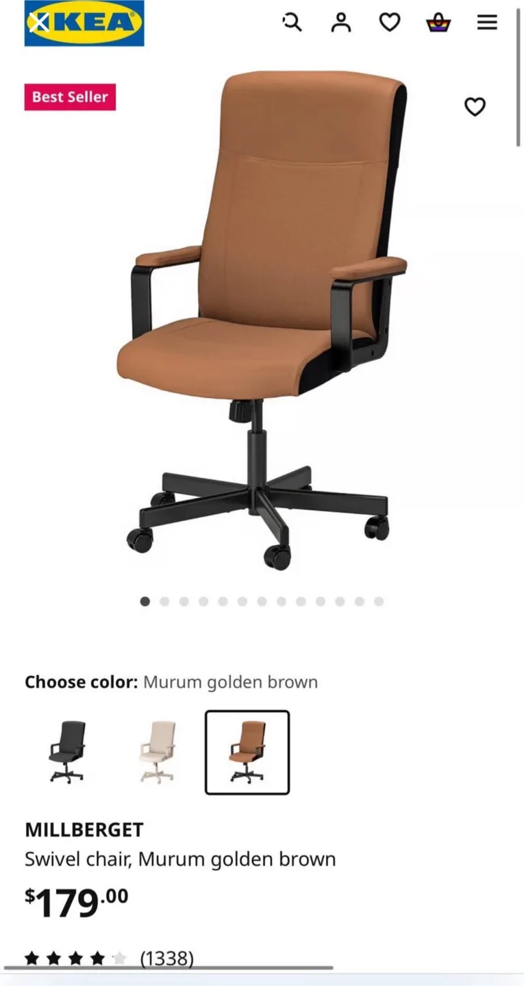 IKEA Millberget Swivel Chair - Murum Golden Brown image indicator(2)