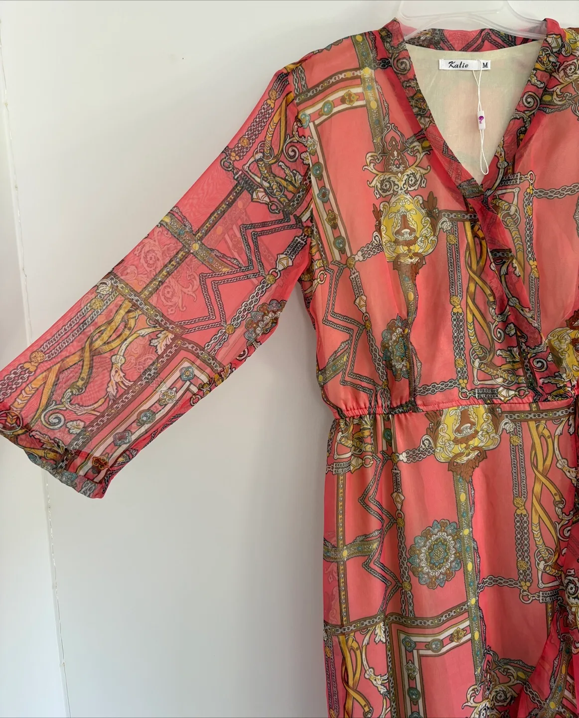 Beautiful Katie Pink Patterned Dress - Size M image indicator(2)