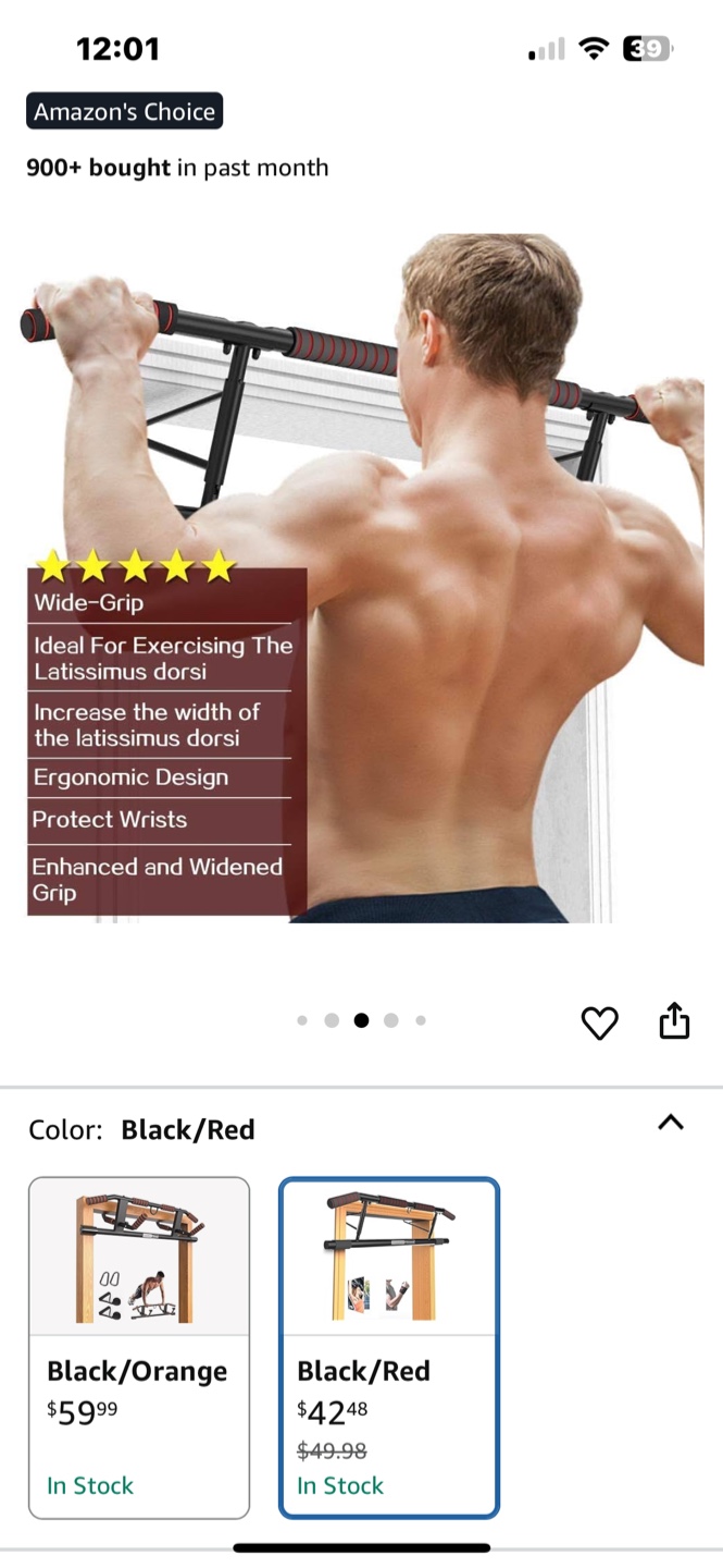 AmazeFan Pull Up Bar - Black/Red - photo 3