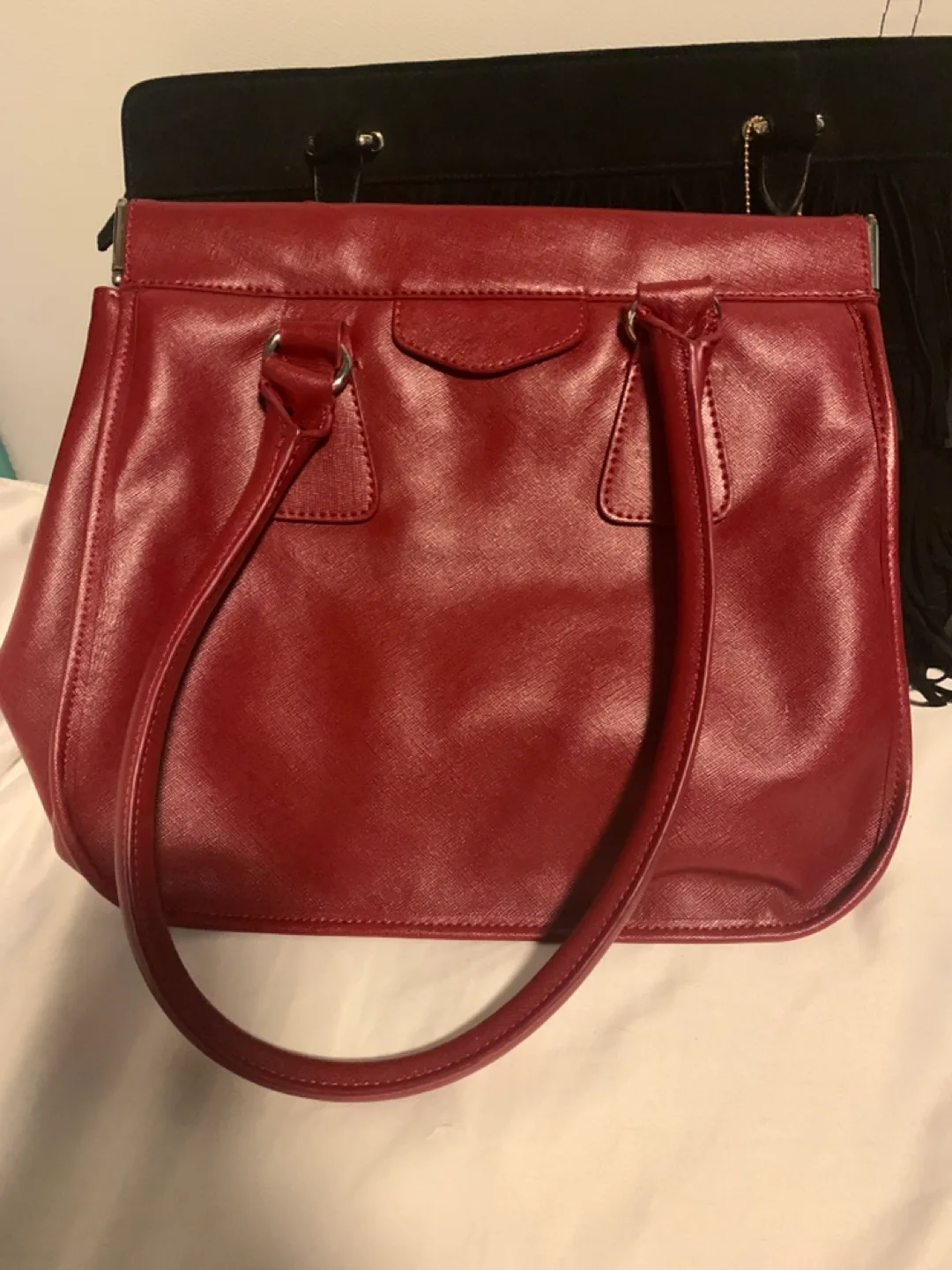 Dark red Genuine Leather Handbag thumbnail