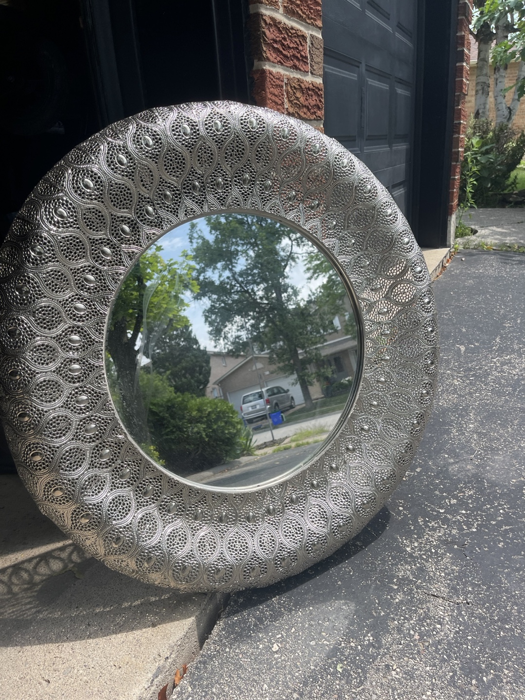 Round Silver Mirror