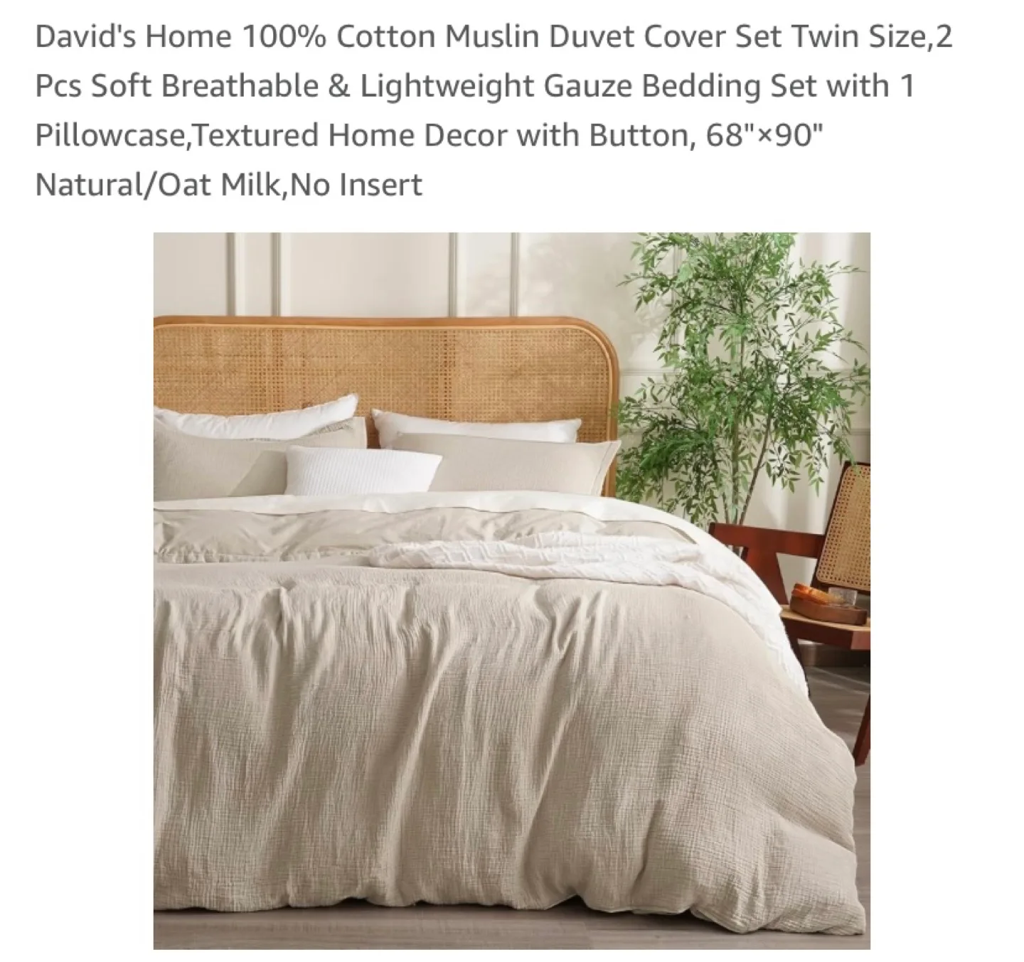 New David's Home 100% Cotton Muslin Duvet Cover Set Queen thumbnail