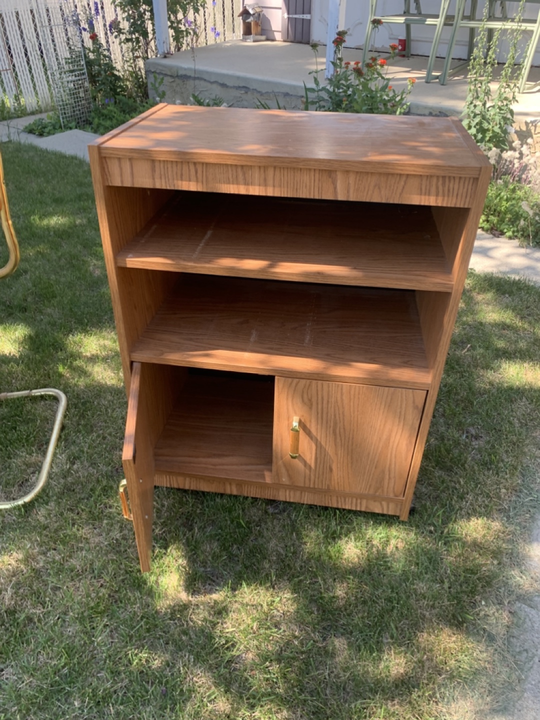 Wooden Shelving Unit with Cabinet. Perfect for microwave stand - photo 2