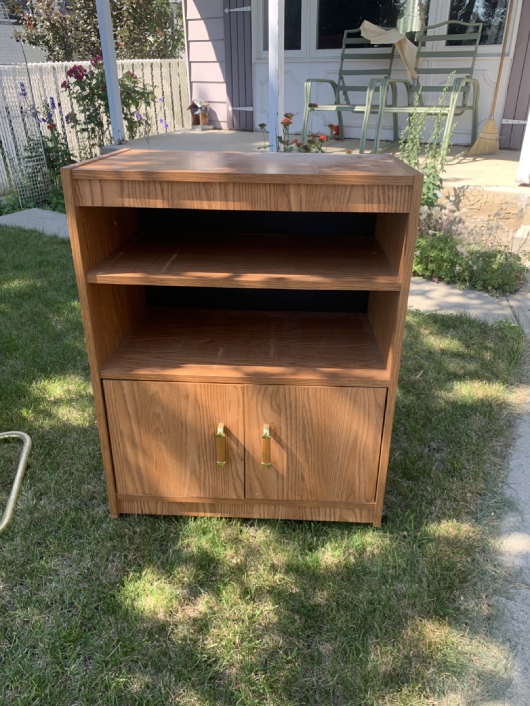 Wooden Shelving Unit with Cabinet. Perfect for microwave stand