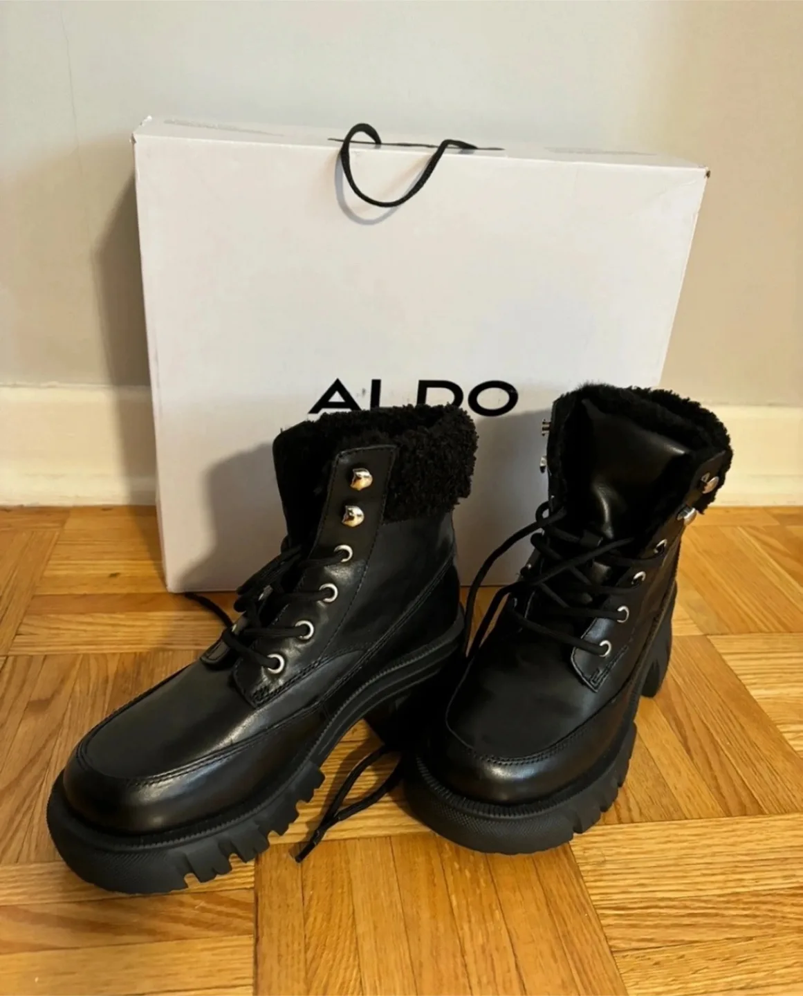 ALDO Black Leather Winter Boots thumbnail