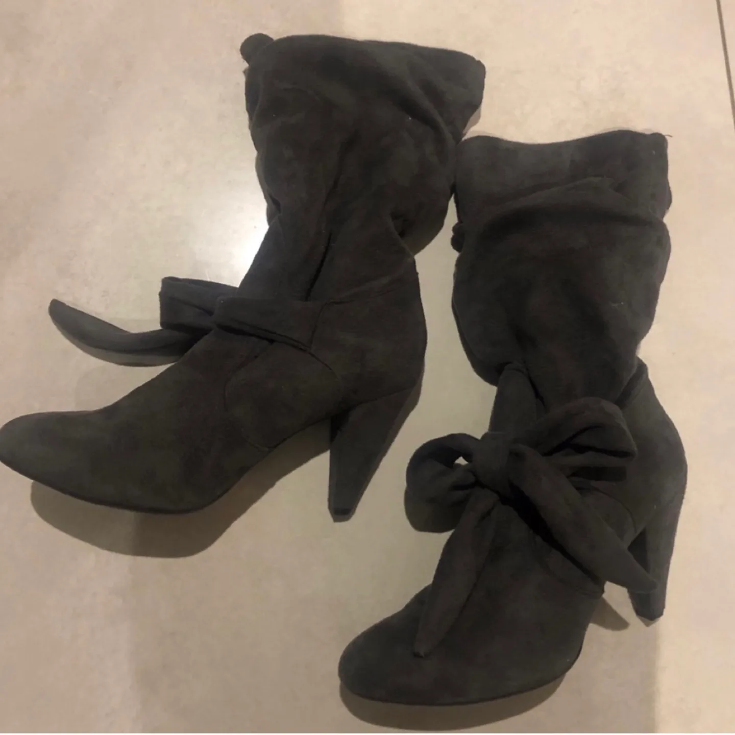 Grey Heeled Boots - Size 10 thumbnail