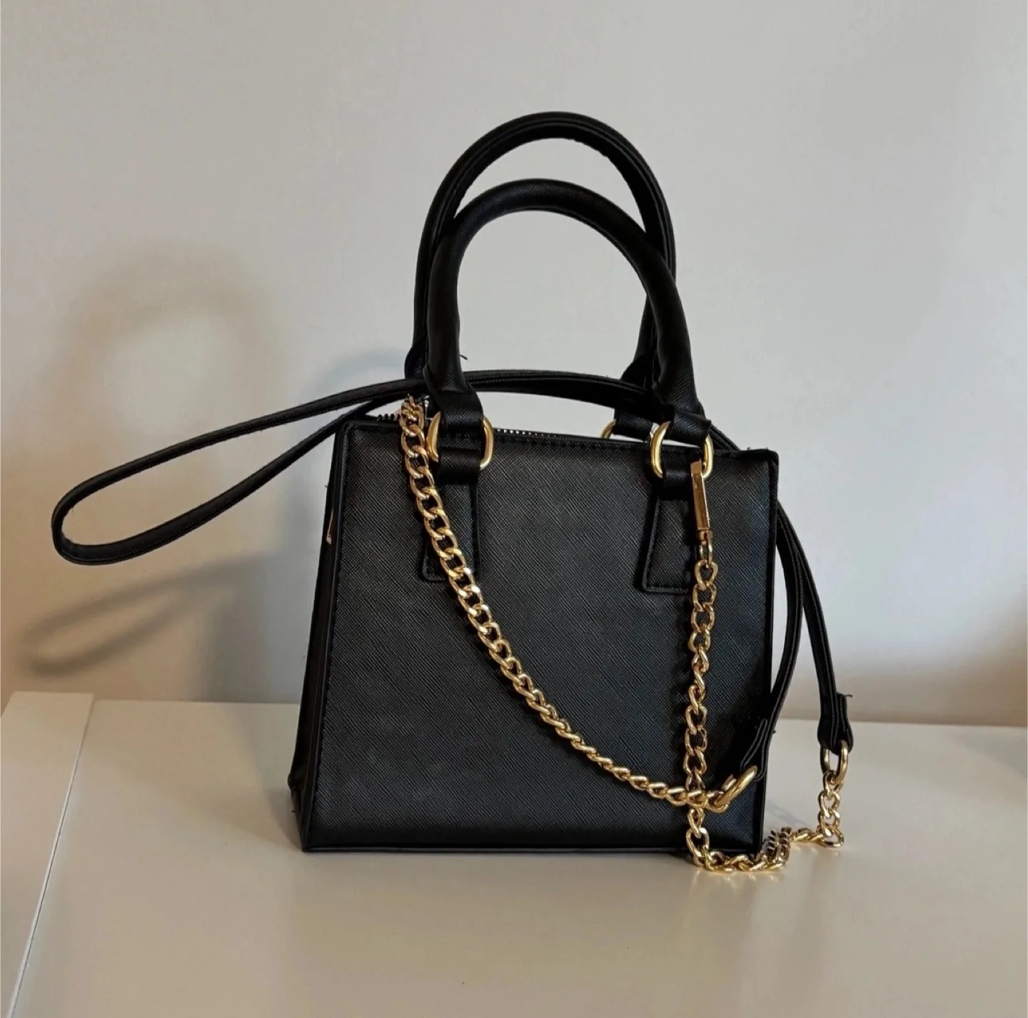 Black Mini Handbag with Gold Chain thumbnail