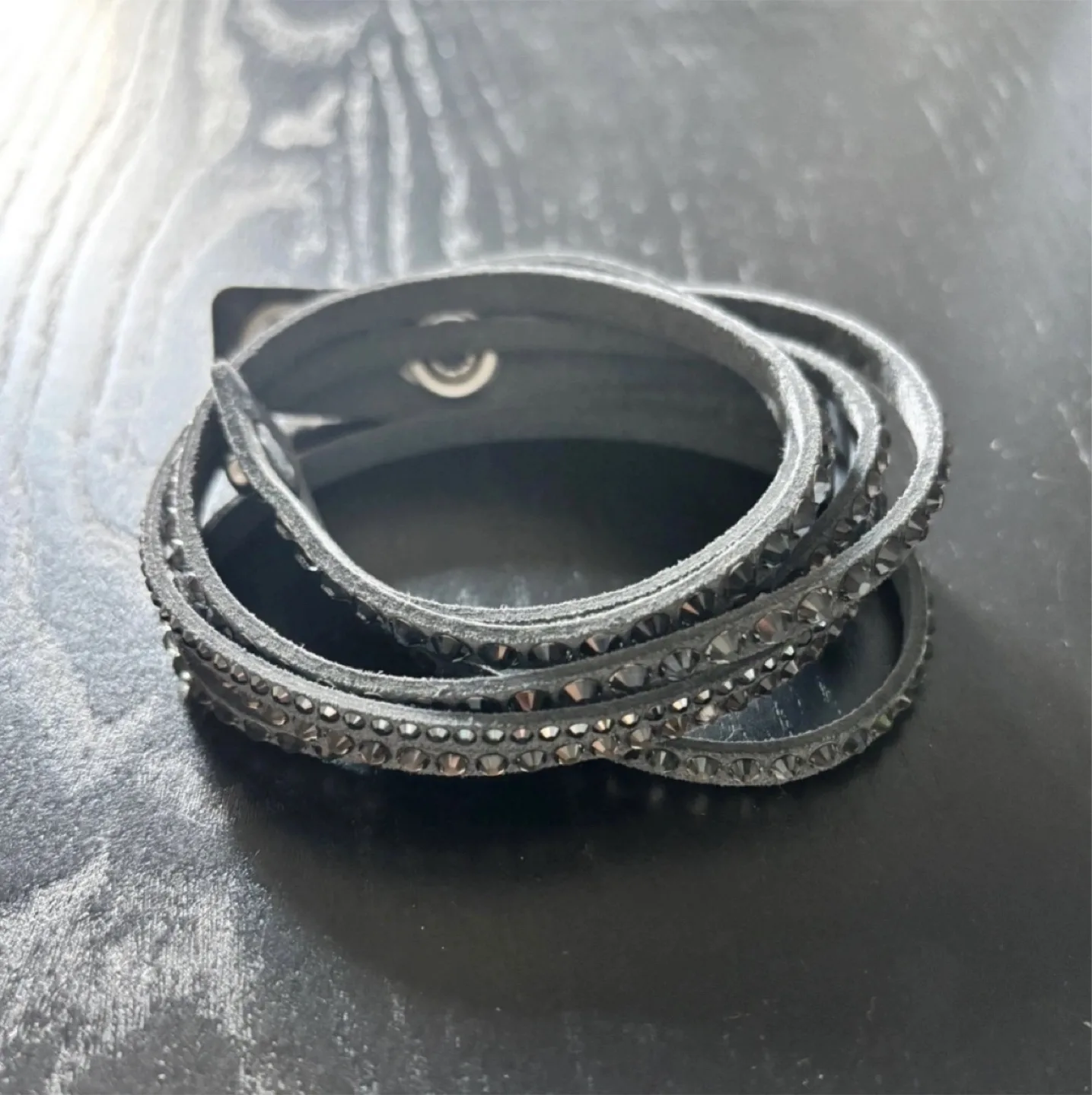 Grey Wrap Bracelet with Rhinestones thumbnail