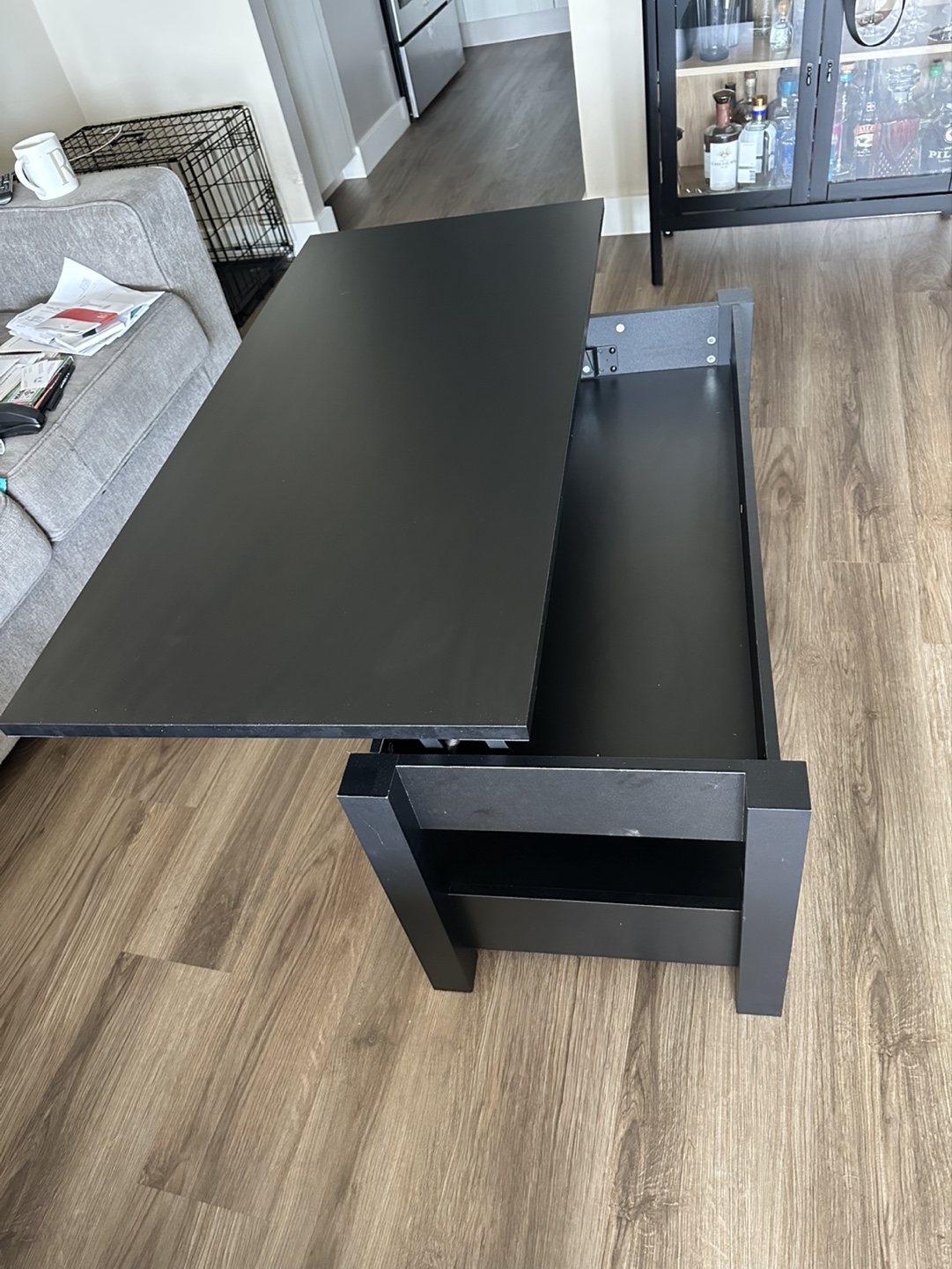 Black Lift Top Coffee Table with Storage - photo 3