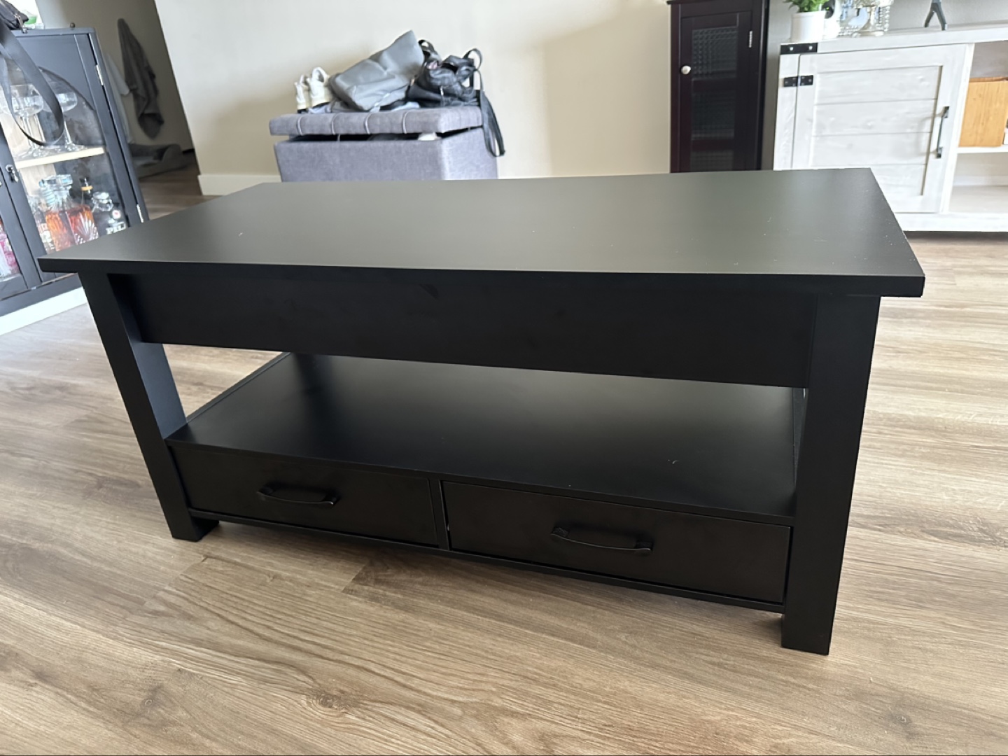 Black Lift Top Coffee Table with Storage - photo 2