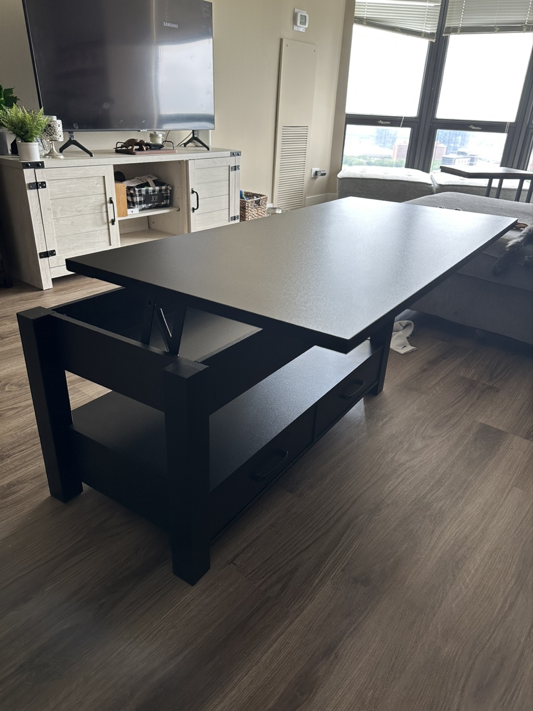 Black Lift Top Coffee Table with Storage - photo 5