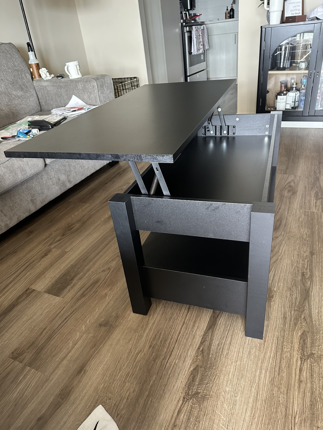 Black Lift Top Coffee Table with Storage - photo 4