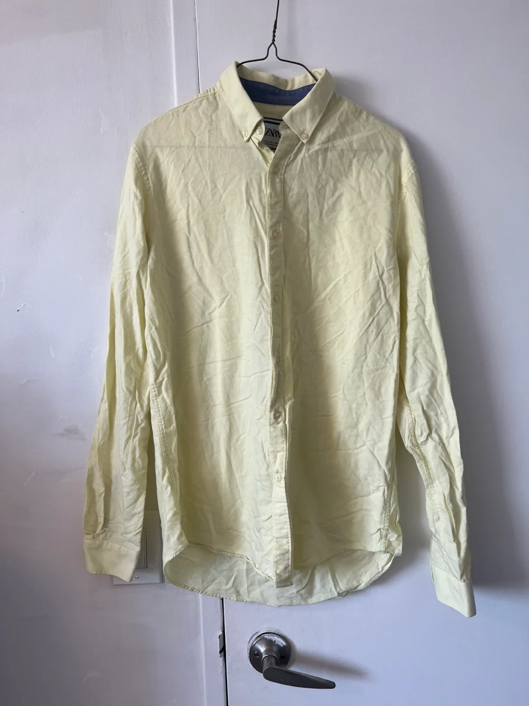 Men’s Zara Slim Fit Yellow Shirt - Size M thumbnail