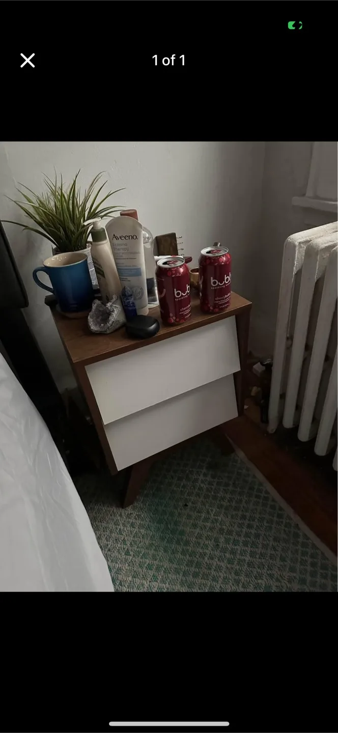 Wood Nightstand with White Drawers thumbnail