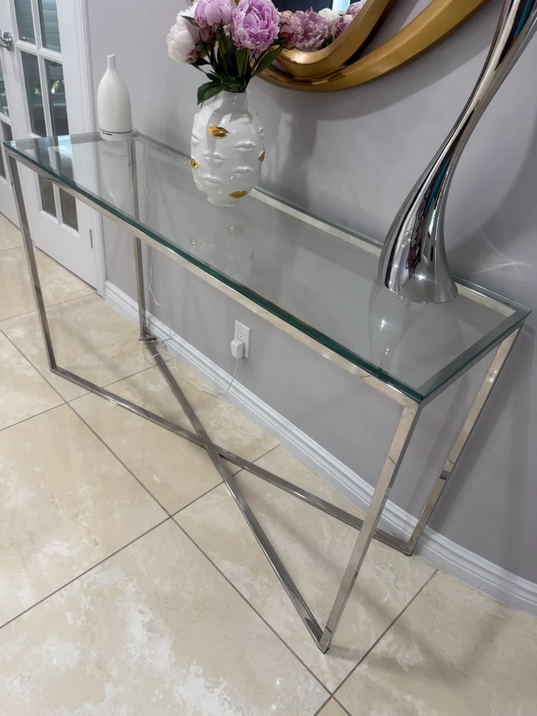 Glass and Chrome Console Table thumbnail