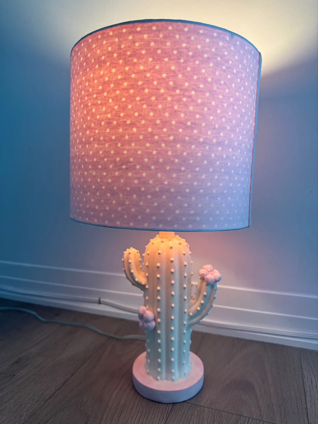 Cactus Table Lamp with Pink Polka Dot Shade image indicator(3)