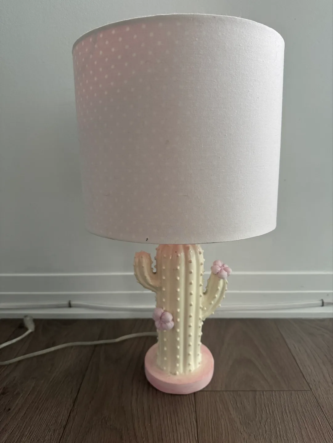 Cactus Table Lamp with Pink Polka Dot Shade thumbnail