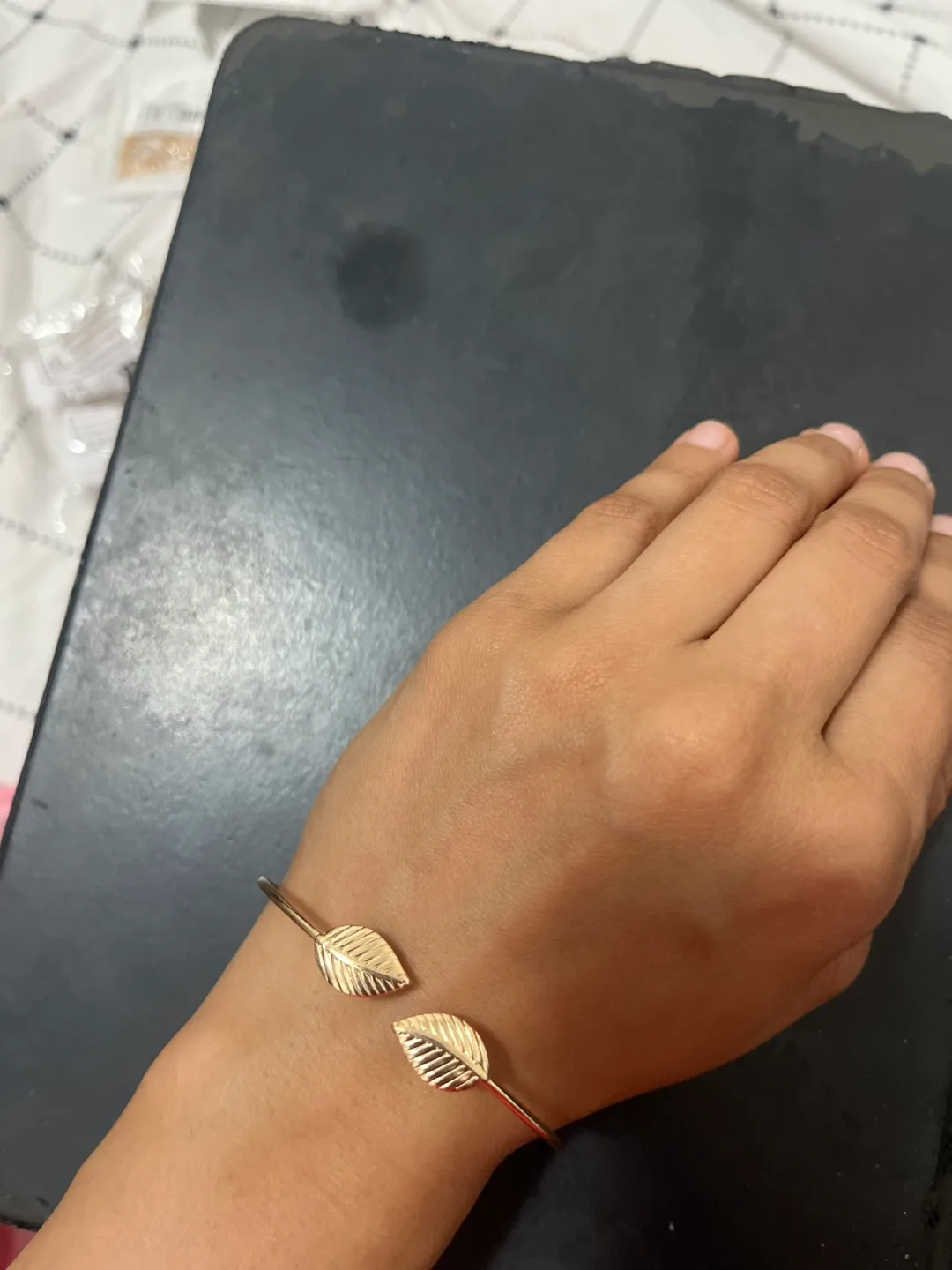 Gold Leaf Bangle Bracelet thumbnail