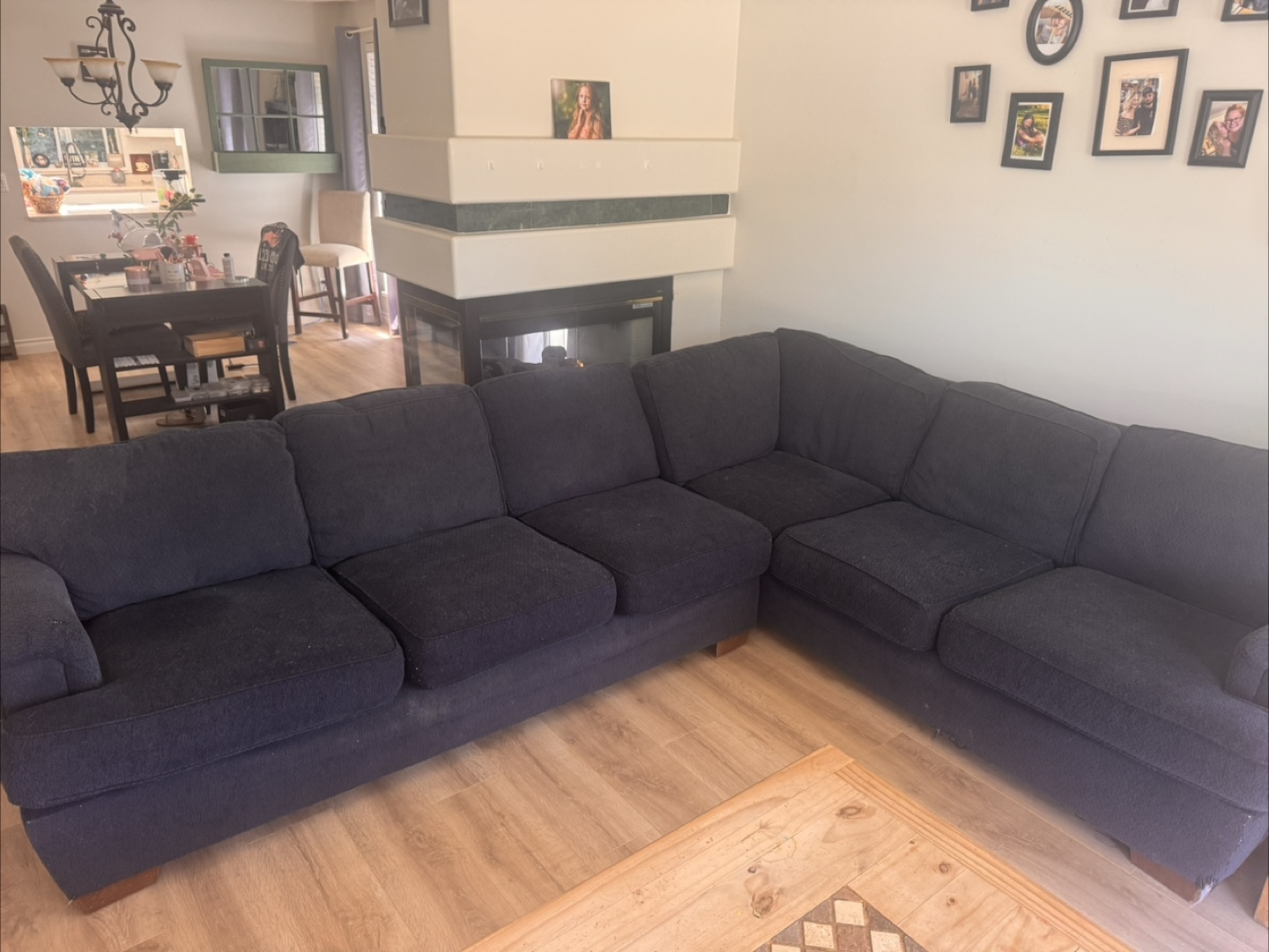 Dark blue 6 seater sectional