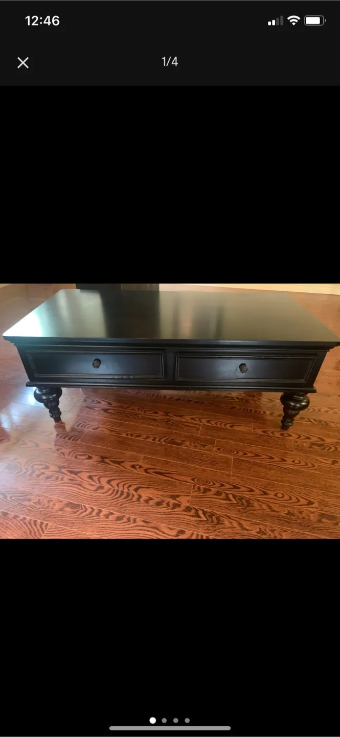 Black Coffee Table with Drawers thumbnail