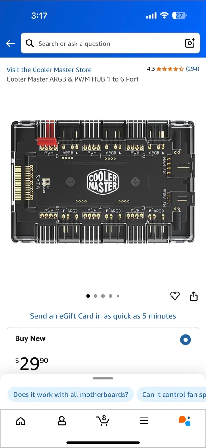 Cooler Master ARGB & PWM HUB 1 to 6 Port thumbnail