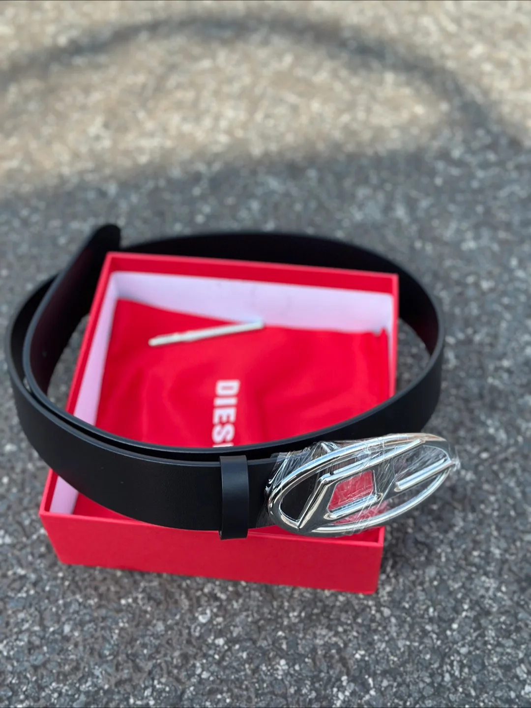Diesel Black Leather Belt with Silver Buckle thumbnail