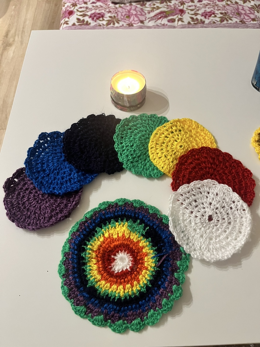 Handmade Crochet Coasters - Set of 8