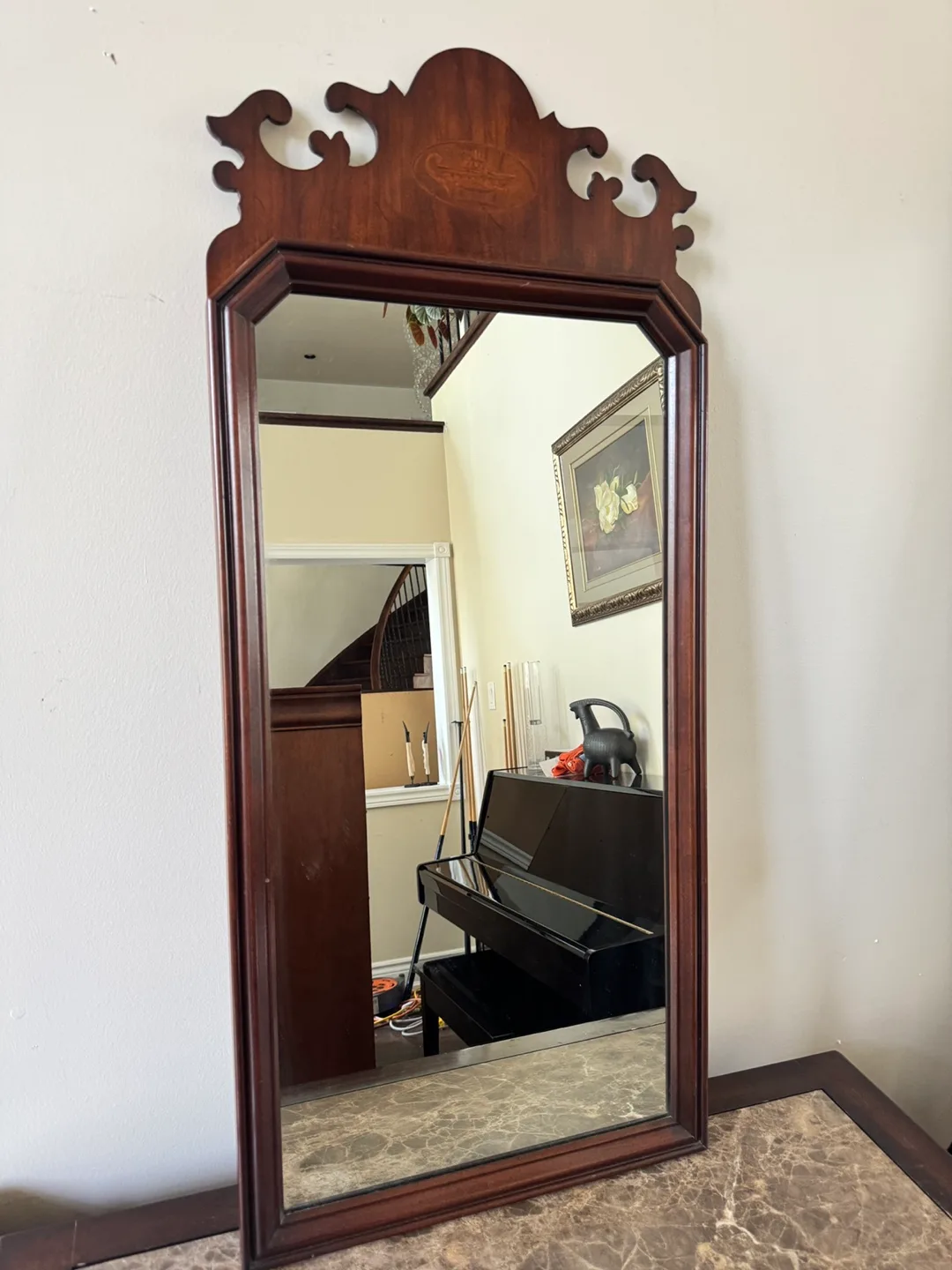 Vintage Wooden Framed Mirror image indicator(3)