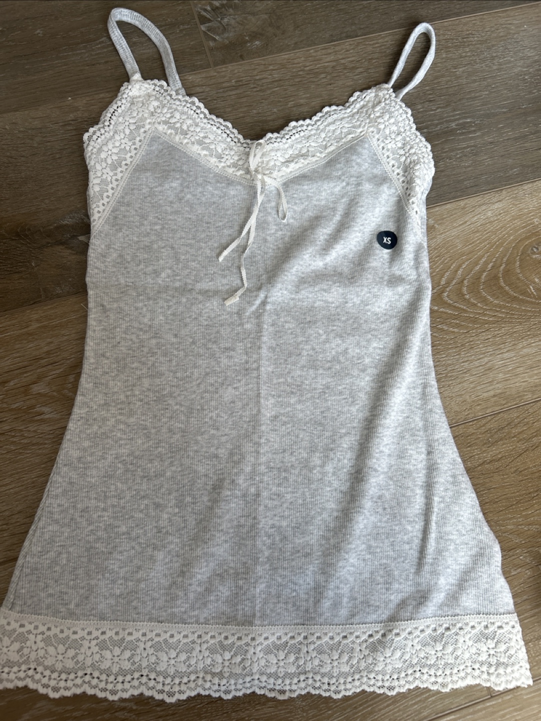 New Hollister Grey Lace Trim Cami - Size XS