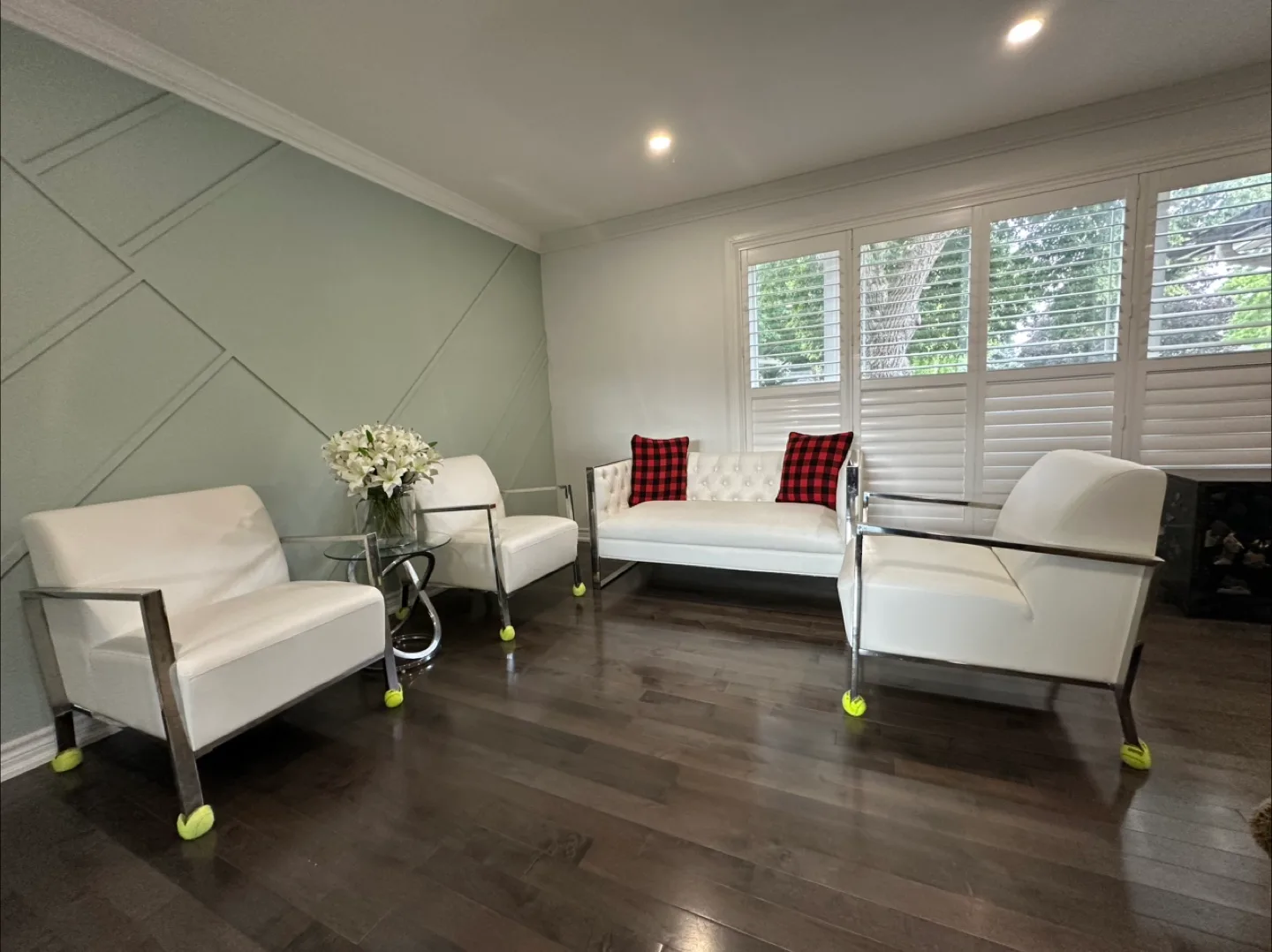 White Leather & Chrome Accent Chairs thumbnail