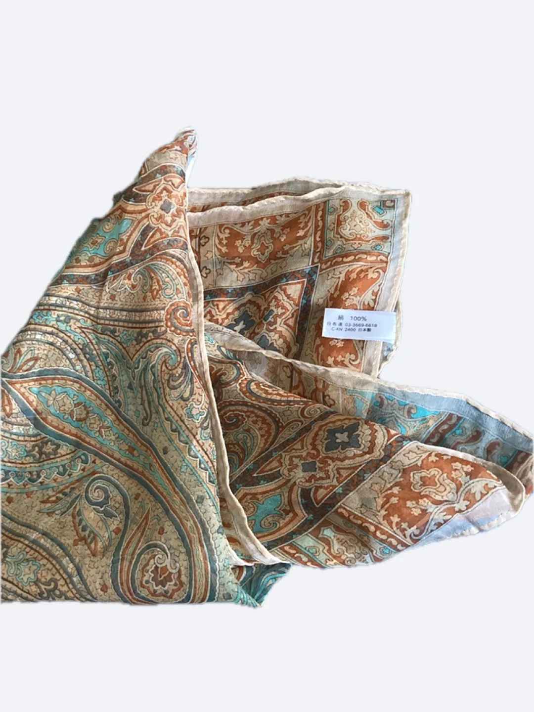 Paisley Print Silk Scarf made in Japan thumbnail